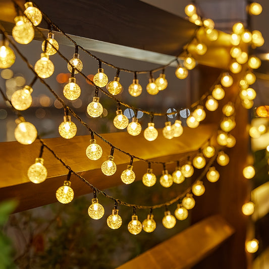 LED Solar Crystal Globe String Lights