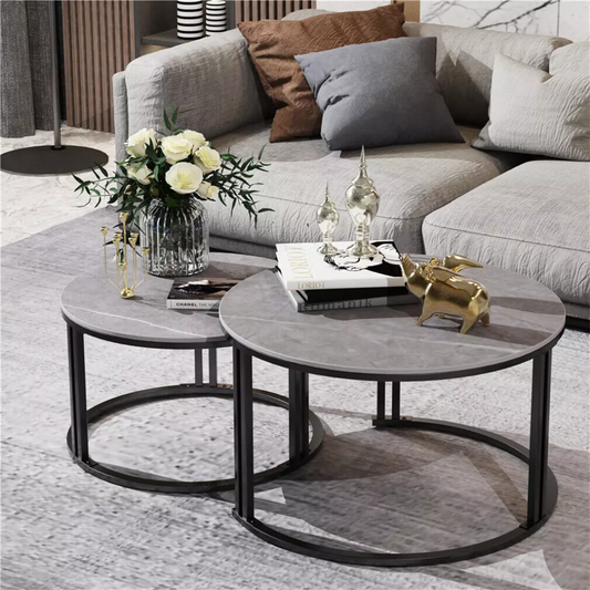 2 Pack Marble Nesting Coffee Table Set
