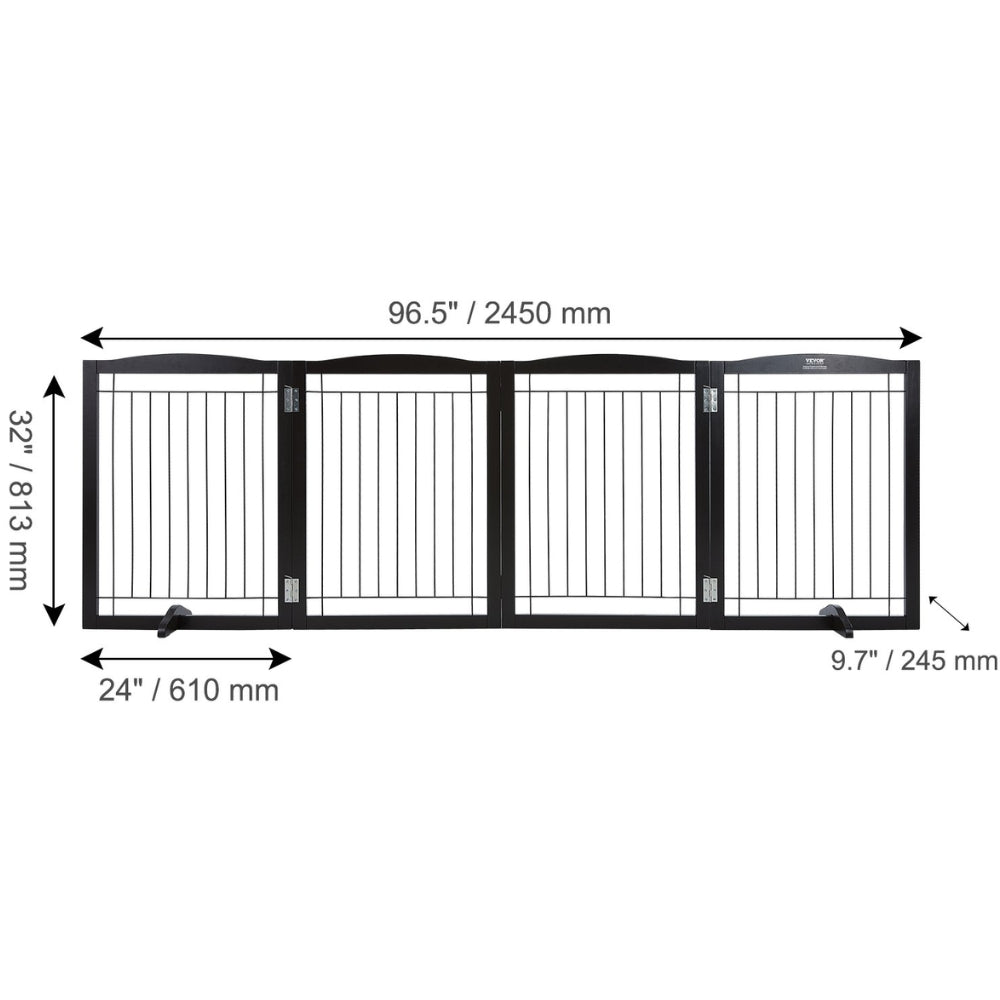 Free Standing Dog Gate Freestanding Pet Gate 3 Panels Foldable Dog Gate