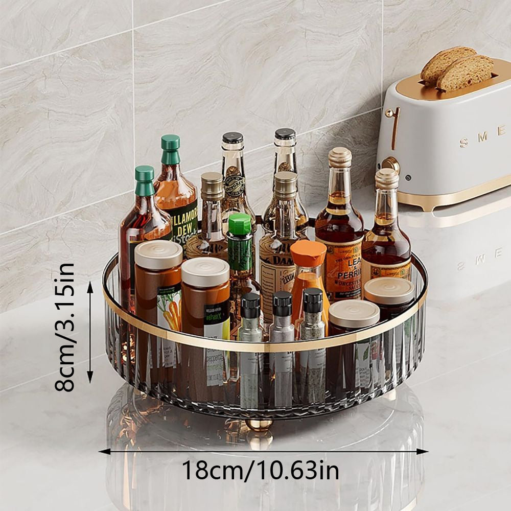 1pc Round Plastic Clear Rotating Container Bins for Cabinet Pantry Kitchen Countertop Refrigerator
