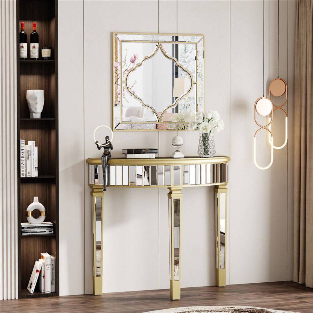 Gold Edge Large Square Wall Mirror for Elegant Home Decor