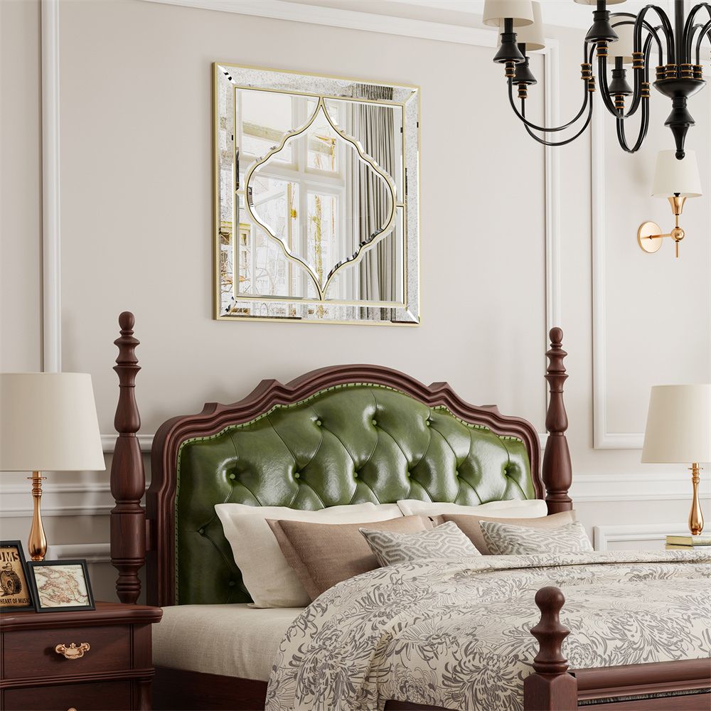 Gold Edge Large Square Wall Mirror for Elegant Home Decor