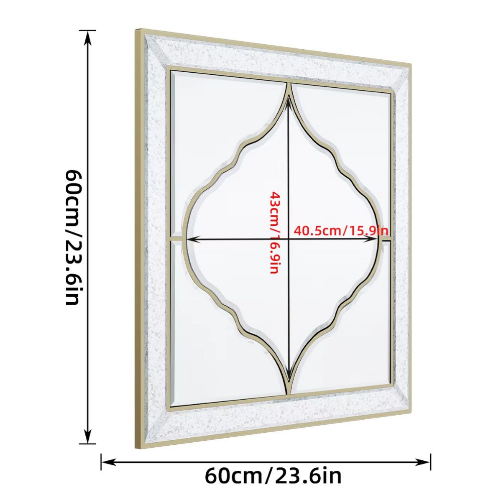 Gold Edge Large Square Wall Mirror for Elegant Home Decor