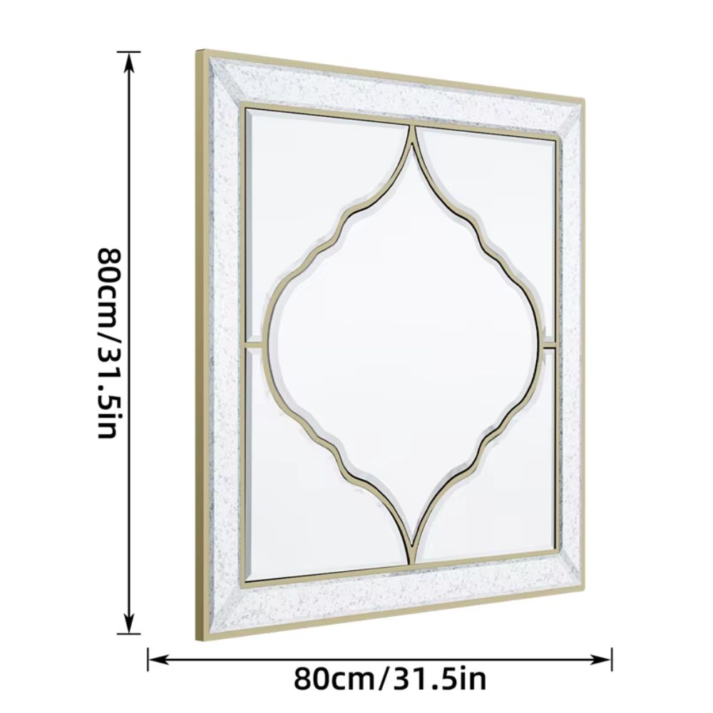 Gold Edge Large Square Wall Mirror for Elegant Home Decor