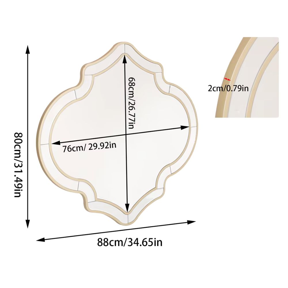 Irregular Silver Wall Decor Mirror with Golden Rim