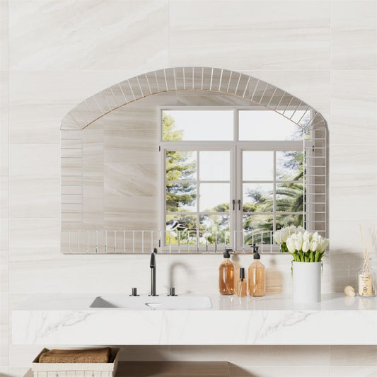 Large Grecian Venetian Accent Mirror with Beveled Glass Edge