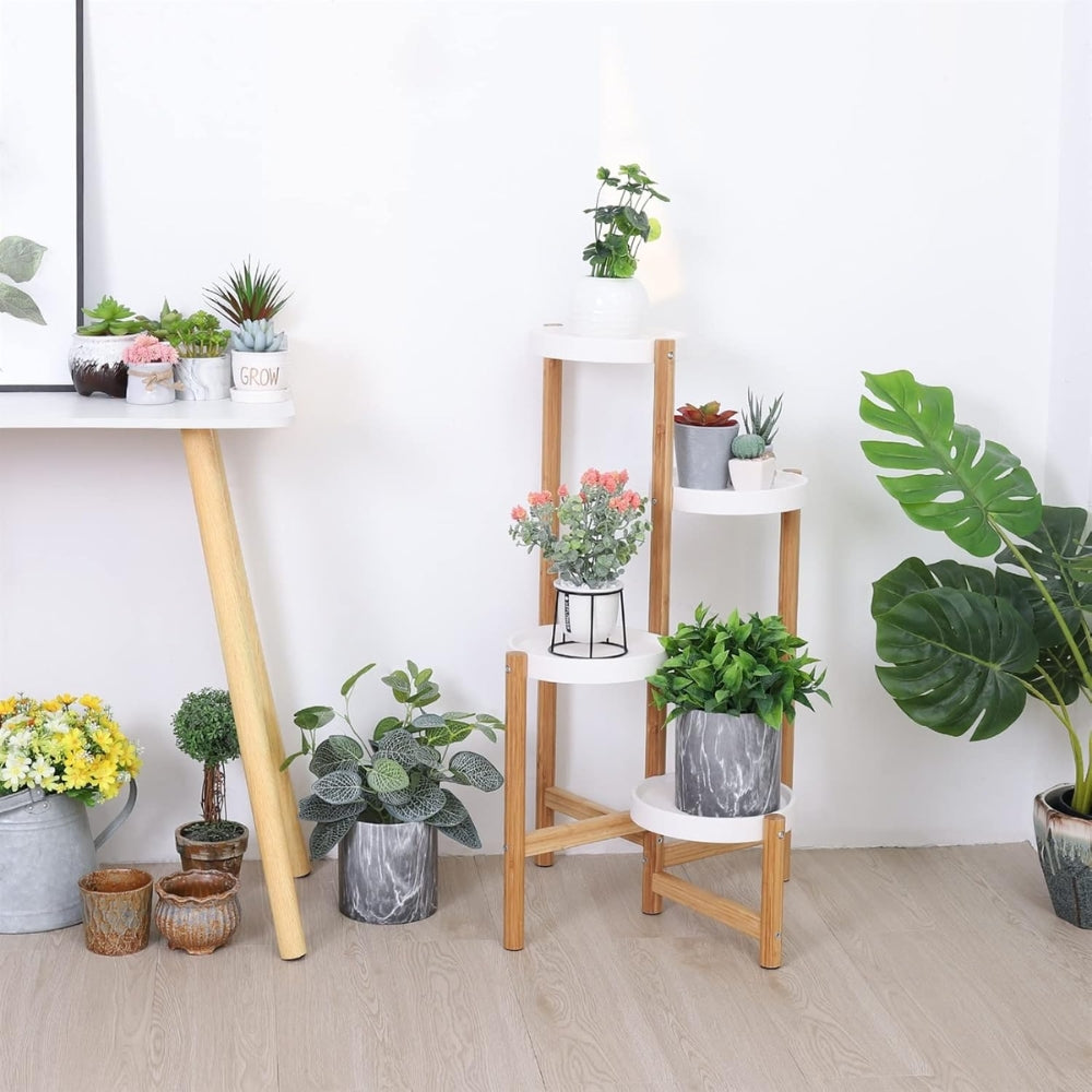 4 Tier Plant Shelf Stand Bamboo Plant Pot Holder Tall Flower Stand Rack