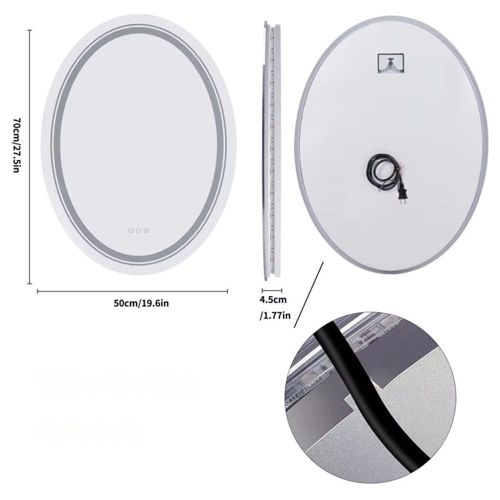Frameless Oval Illuminated Bathroom Mirror