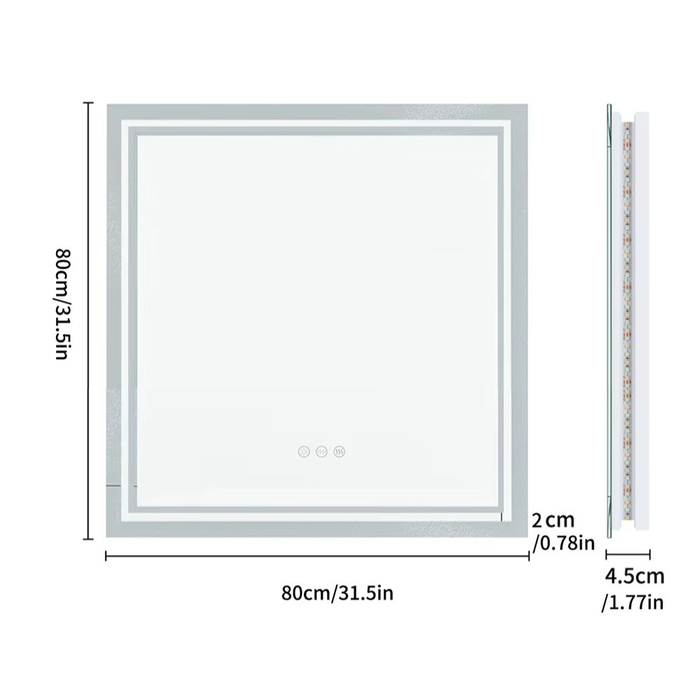 Square LED Wall Mounted Bathroom Mirror