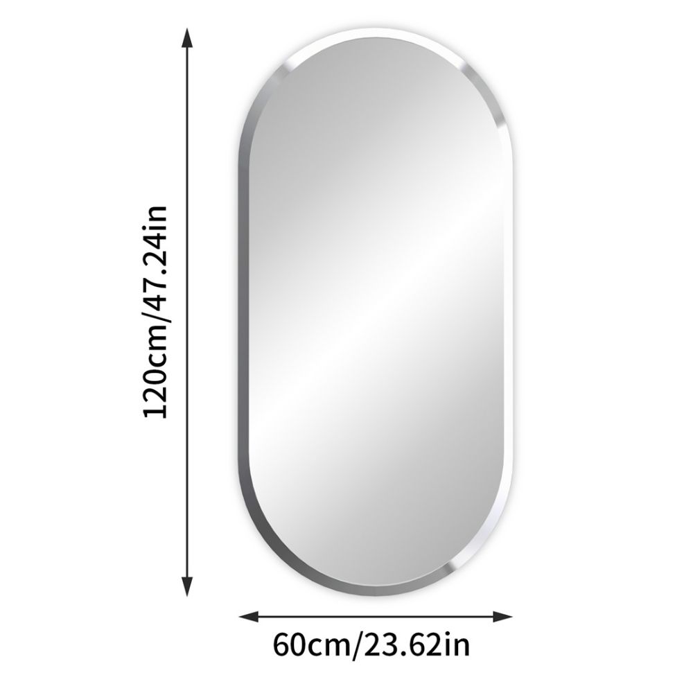Stylish Frameless Long Oval Bathroom Vanity Mirror with Beveled Edge