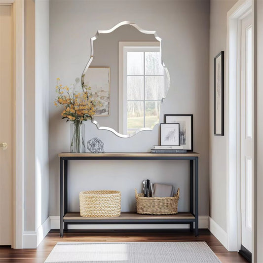 Asymmetrical Frameless Wall Mirror with Beveled Edge