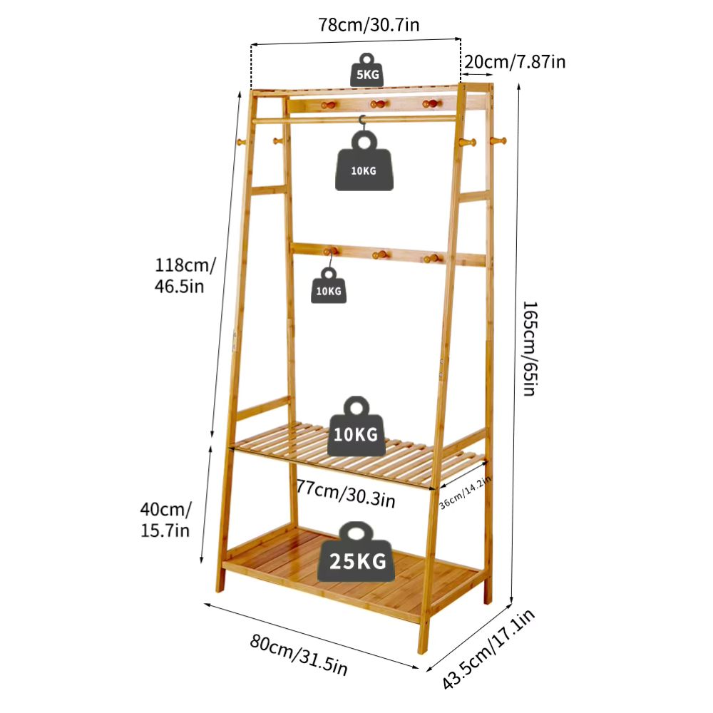 Bamboo Garment Rack for Heavy-Duty Clothing Storage