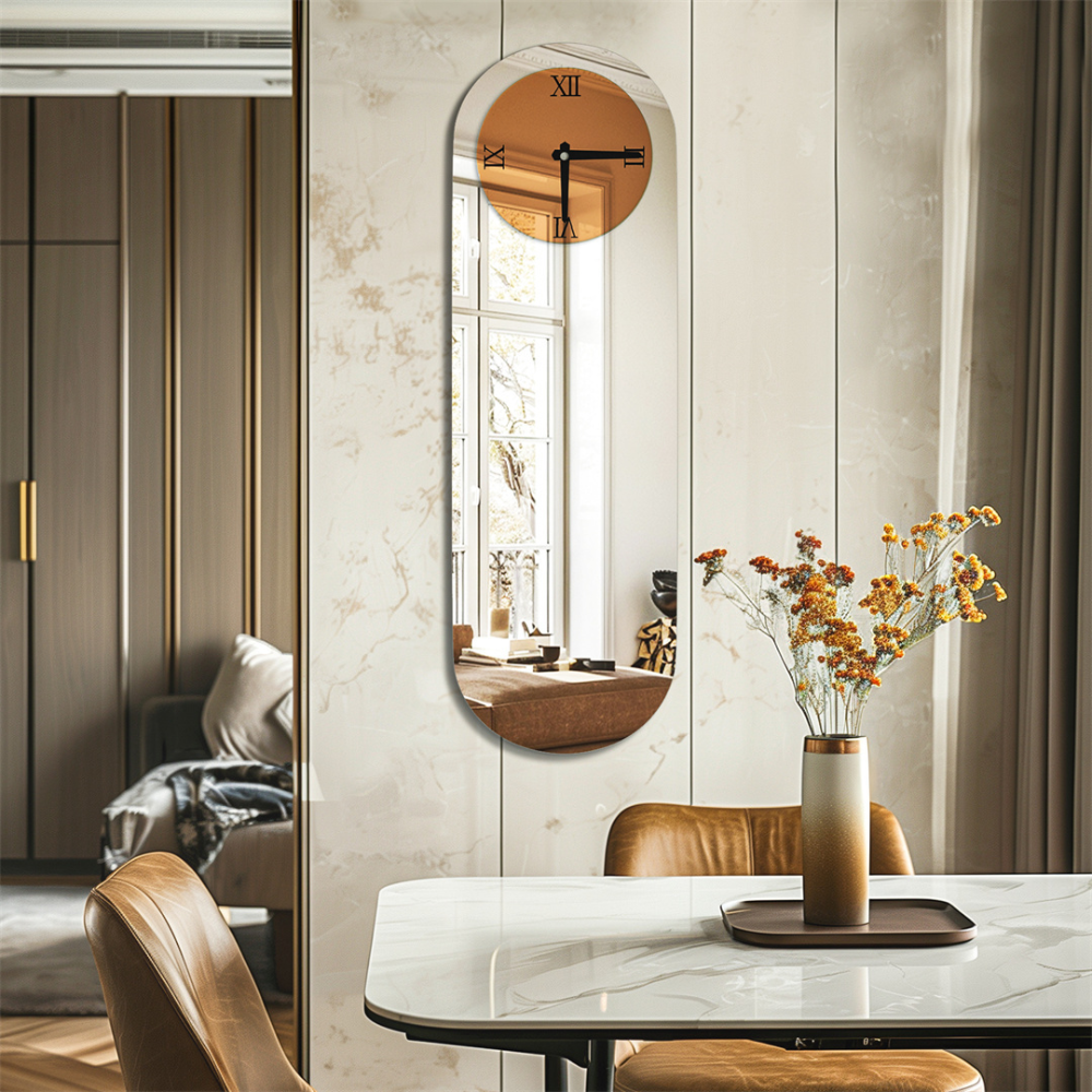 Modern Silver Mirror Wall Clock
