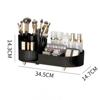 360 Rotating Makeup Organizer for Vanity with Brush Holder