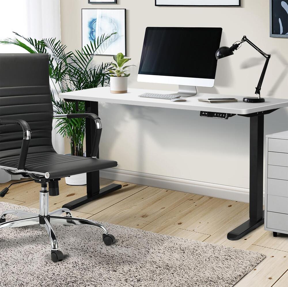 Adjustable Motorized Standing Desk Black and White 150 cm
