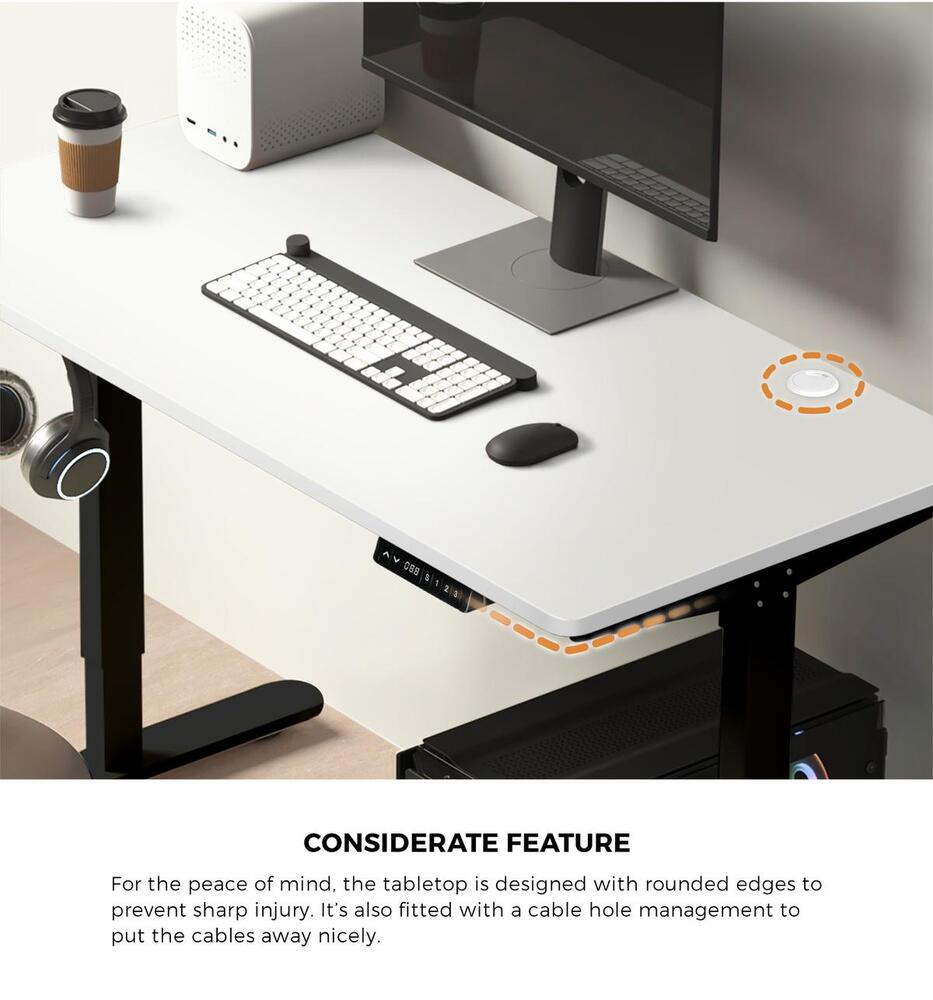 Adjustable Motorized Standing Desk Black and White 150 cm