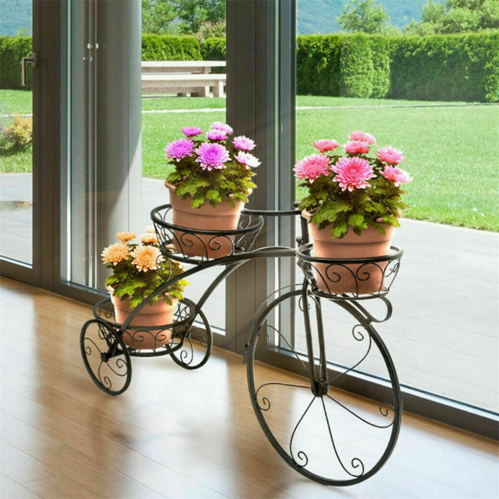 3-Tier Bicycle Plant Stand Wrought Iron Tricycle Planter