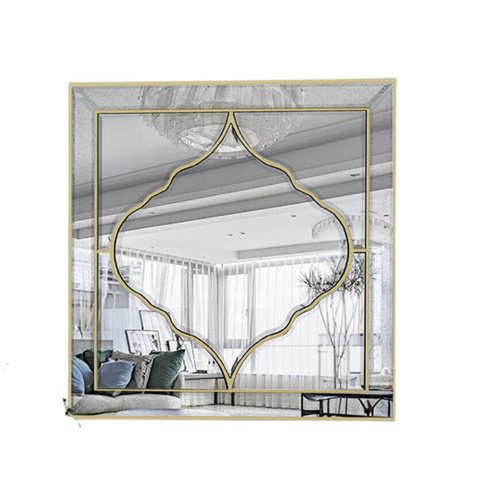 Gold Edge Large Square Wall Mirror for Elegant Home Decor