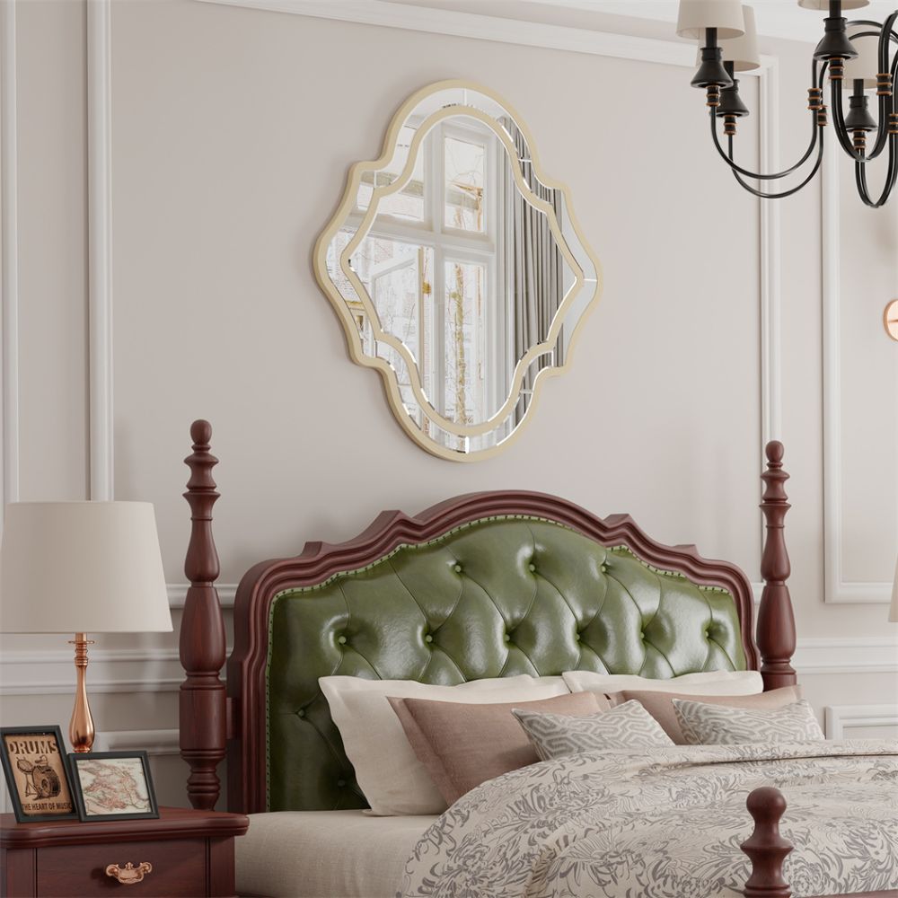 Irregular Silver Wall Decor Mirror with Golden Rim