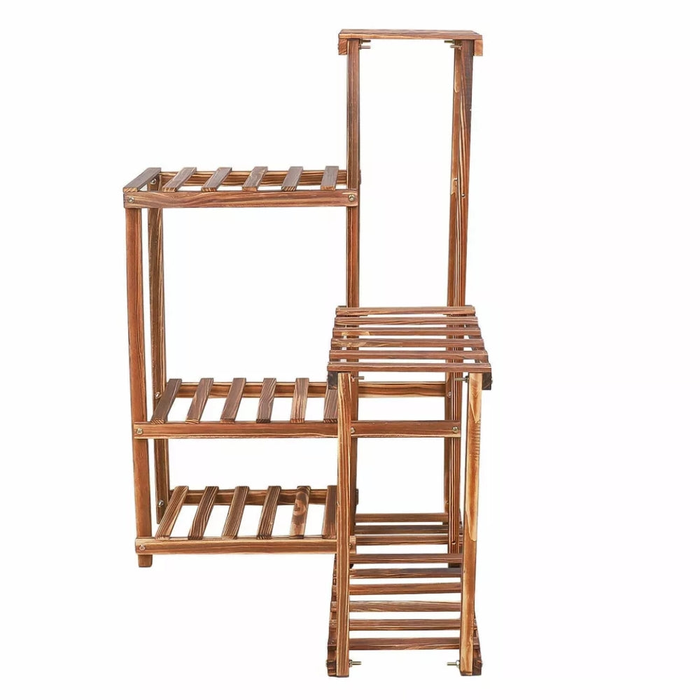 6 Tier Corner Plant Display Stand Wood Flower Pots Shelf Rack