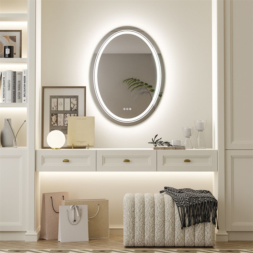 Frameless Oval Illuminated Bathroom Mirror