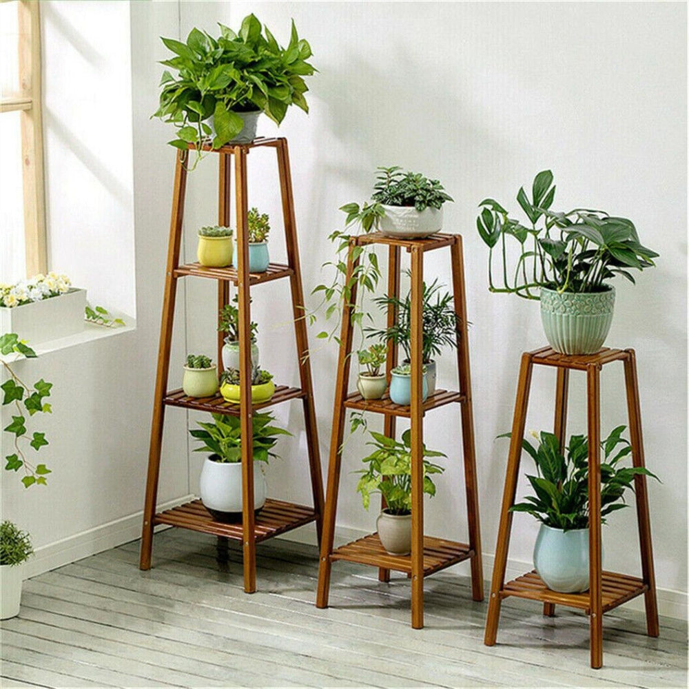 Tall Plant Stand Bamboo Planter Flower Holder Display Rack Home Storage Shelf