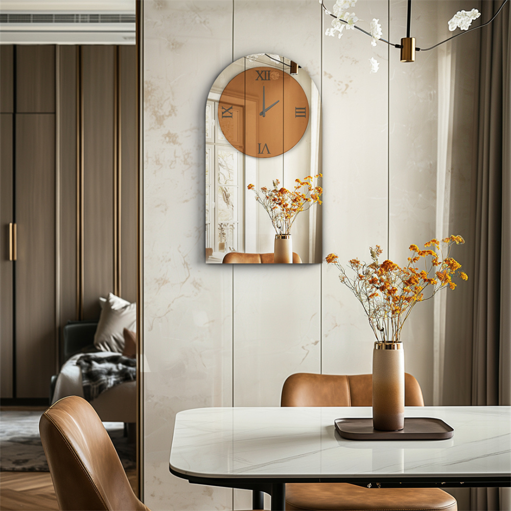Modern Silver Mirror Wall Clock