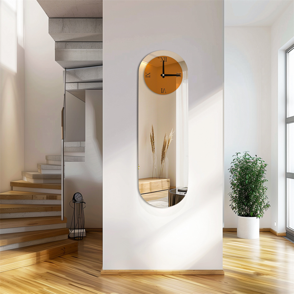 Modern Silver Mirror Wall Clock