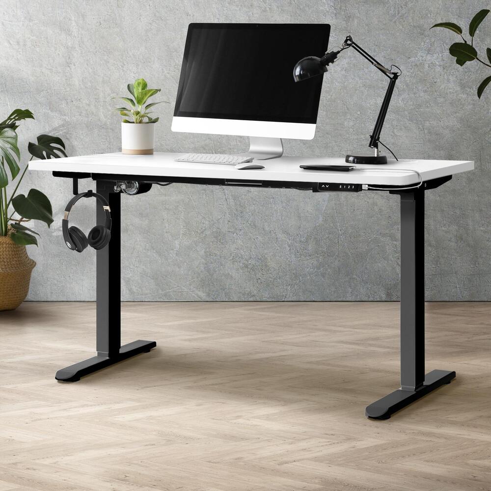 Adjustable Motorized Standing Desk Black and White 150 cm