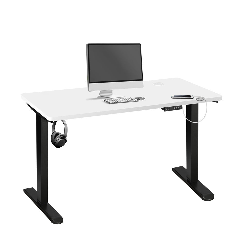 Adjustable Motorized Standing Desk Black and White 150 cm
