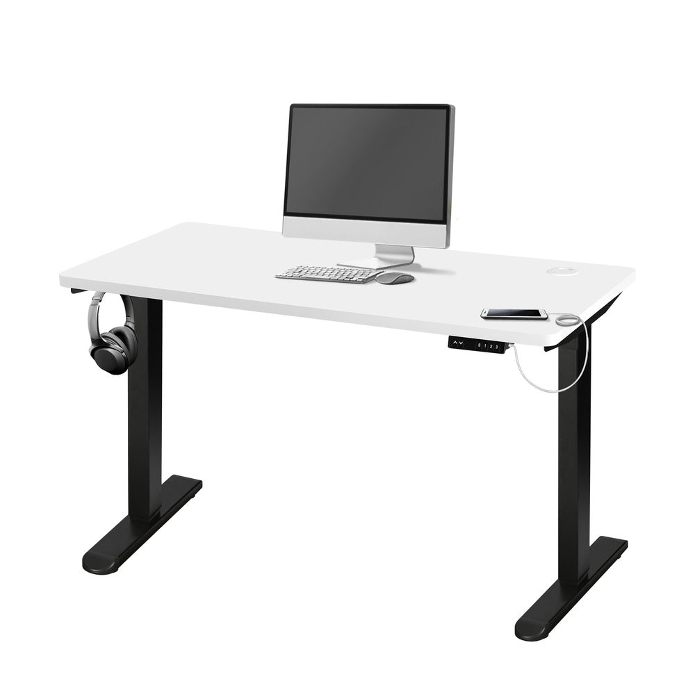 Adjustable Motorized Standing Desk Black and White 150 cm